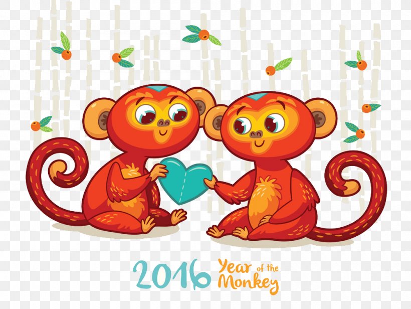 Monkey Chinese New Year New Year Card Illustration, PNG, 1000x752px, Monkey, Art, Cartoon, Chinese New Year, Christmas Download Free