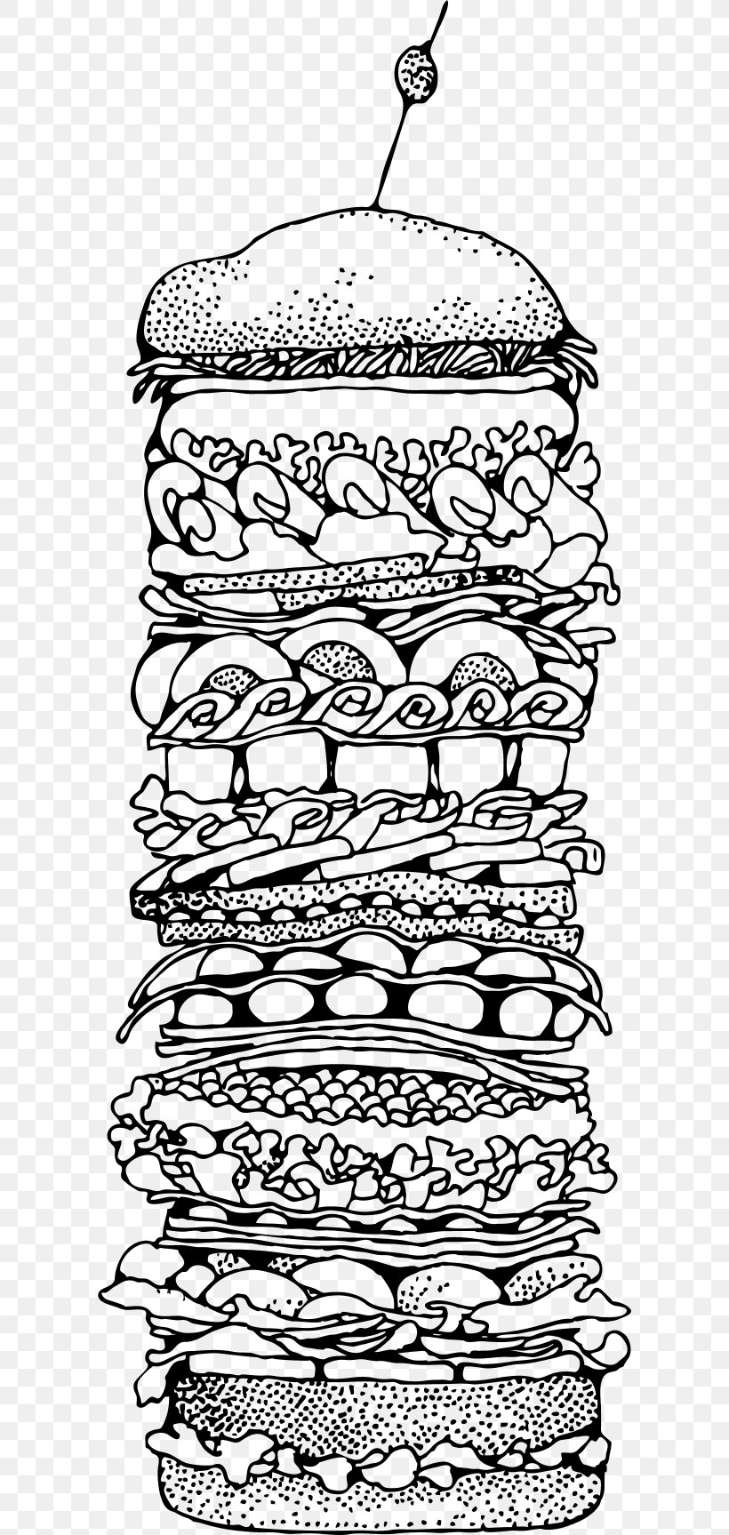 Peanut Butter And Jelly Sandwich Submarine Sandwich Hamburger French Fries Fast Food, PNG, 600x1727px, Peanut Butter And Jelly Sandwich, Area, Black And White, Butterbrot, Cheese Download Free