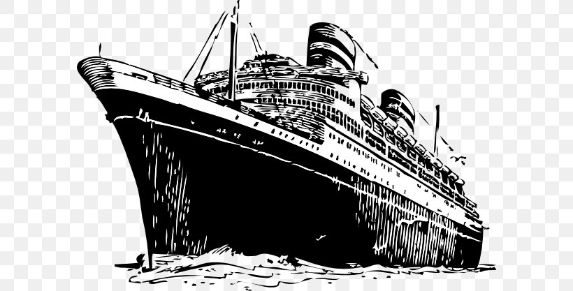 Sinking Of The RMS Titanic Ship Clip Art, PNG, 600x417px, Sinking Of The Rms Titanic, Black And White, Boat, Cruise Ship, Drawing Download Free