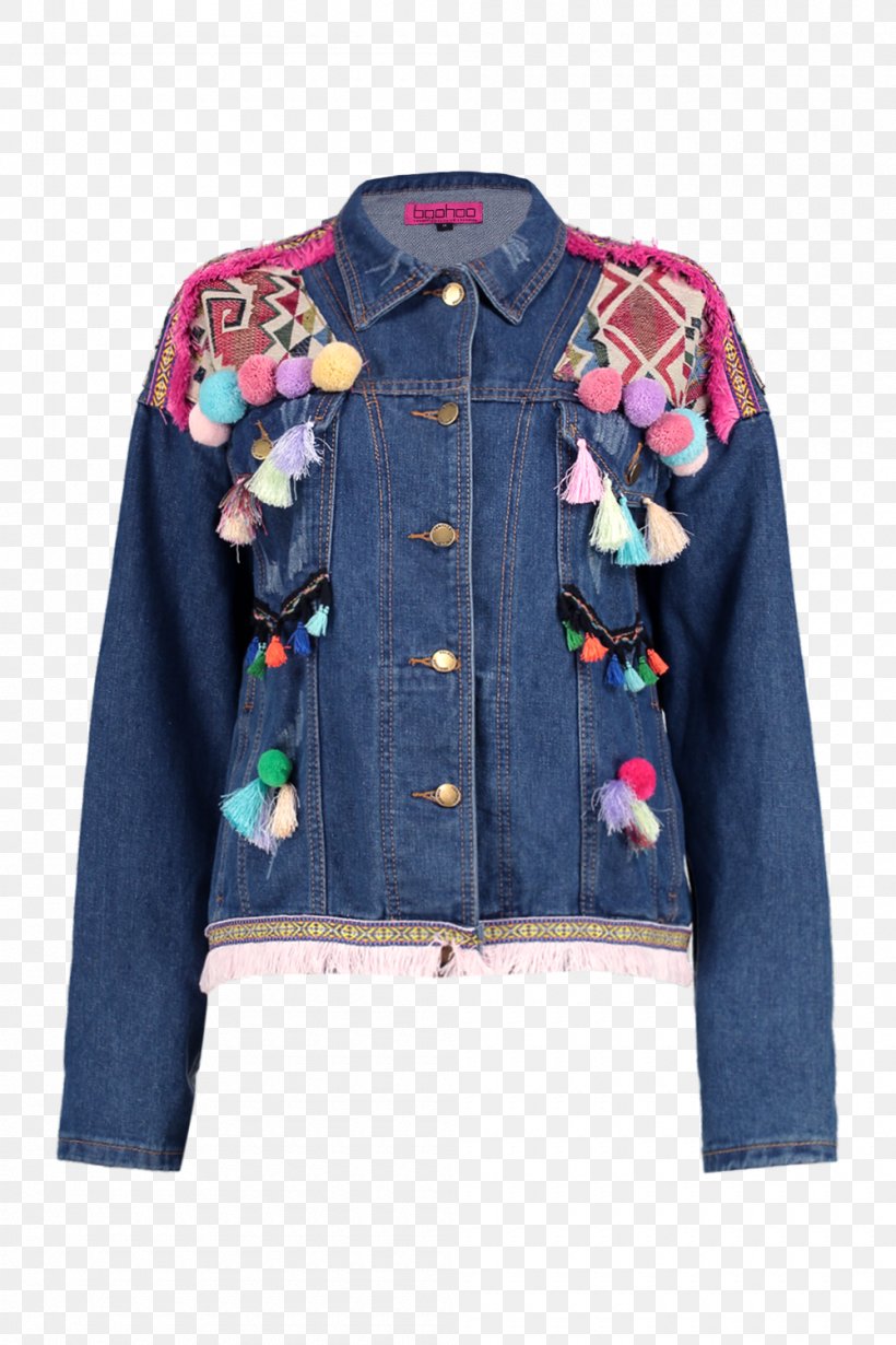 Denim Jacket Embroidery Pom-pom Jeans, PNG, 1000x1500px, Denim, Boutique, Button, Embroidery, Jacket Download Free
