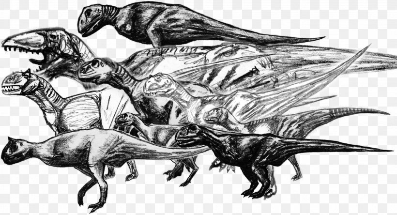 Tyrannosaurus Megaraptor Dinosaur Drawing /m/02csf, PNG, 2671x1447px, Tyrannosaurus, Animal, Black And White, Carnivora, Carnivoran Download Free