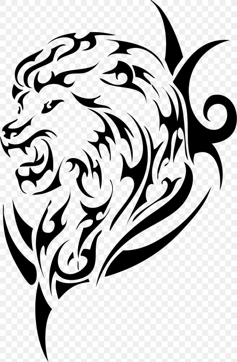 Lion Sleeve Tattoo Tribe, PNG, 1078x1645px, Lion, Art, Black, Black And ...