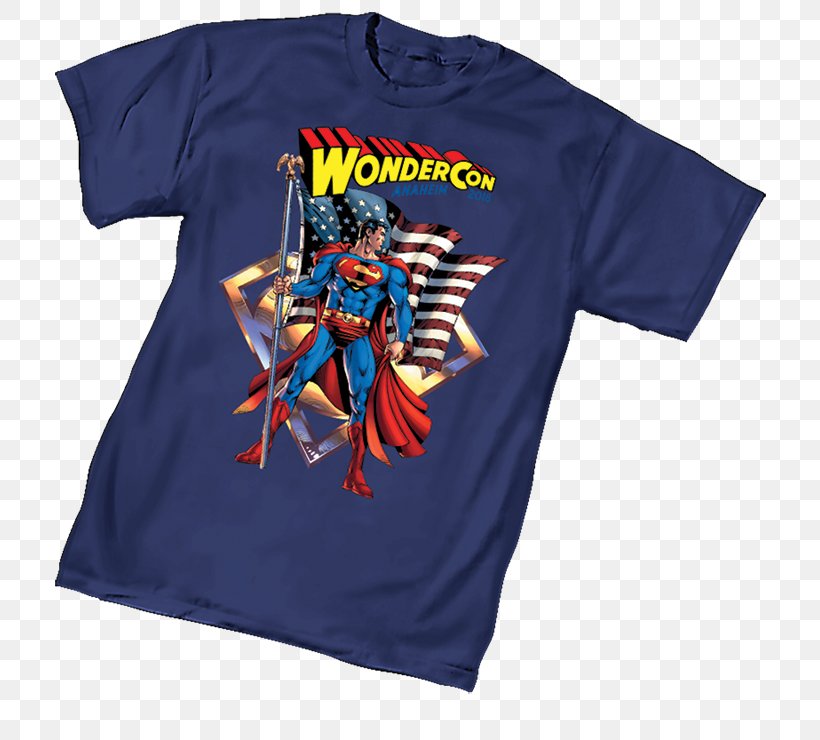 T-shirt Superman San Diego Comic-Con 2018 WonderCon Batman, PNG, 745x740px, Tshirt, Active Shirt, Batman, Batman V Superman Dawn Of Justice, Blue Download Free