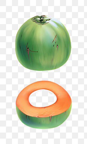 Fruit - Green Coconut With Slice PNG