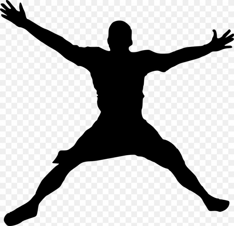 Silhouette Happy Jump Clip Art, PNG, 1024x989px, Silhouette, Arm, Black And White, Dance, Dancer Download Free