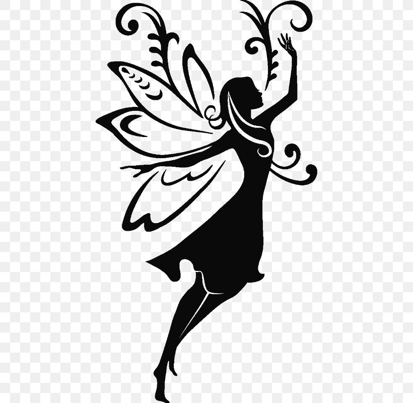 Silhouette Fairy, PNG, 800x800px, Silhouette, Antler, Art, Black And White, Butterfly Download Free
