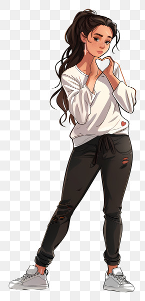 Heart - Girl In Casual Fashion Pose PNG