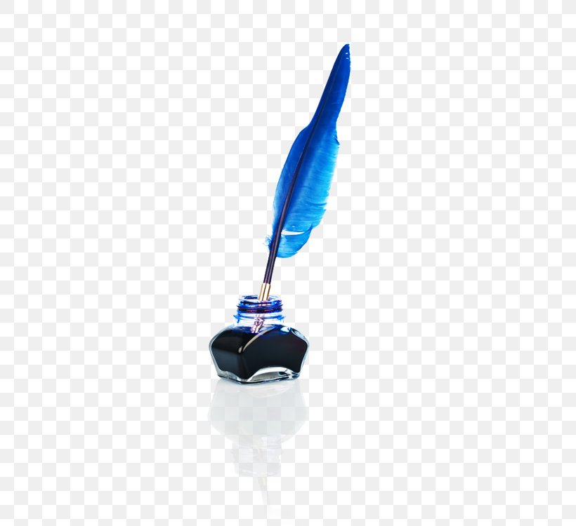 Feather Pens Fountain Pen Inkwell Quill, PNG, 500x750px, 17th Century, Feather, Blue, Bottle, Cobalt Blue Download Free