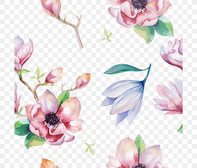 Watercolor Painting Magnolia Flower Drawing, PNG, 700x700px, Watercolor Painting, Art, Artificial Flower, Blossom, Canvas Print Download Free