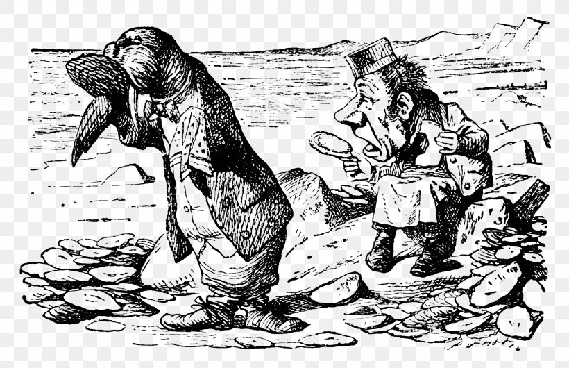 The Walrus And The Carpenter Through The Looking-Glass, And What Alice Found There Tweedledum Alice's Adventures In Wonderland Jabberwocky, PNG, 1771x1145px, Walrus And The Carpenter, Alice In Wonderland, Alice S Adventures In Wonderland, Art, Black And White Download Free