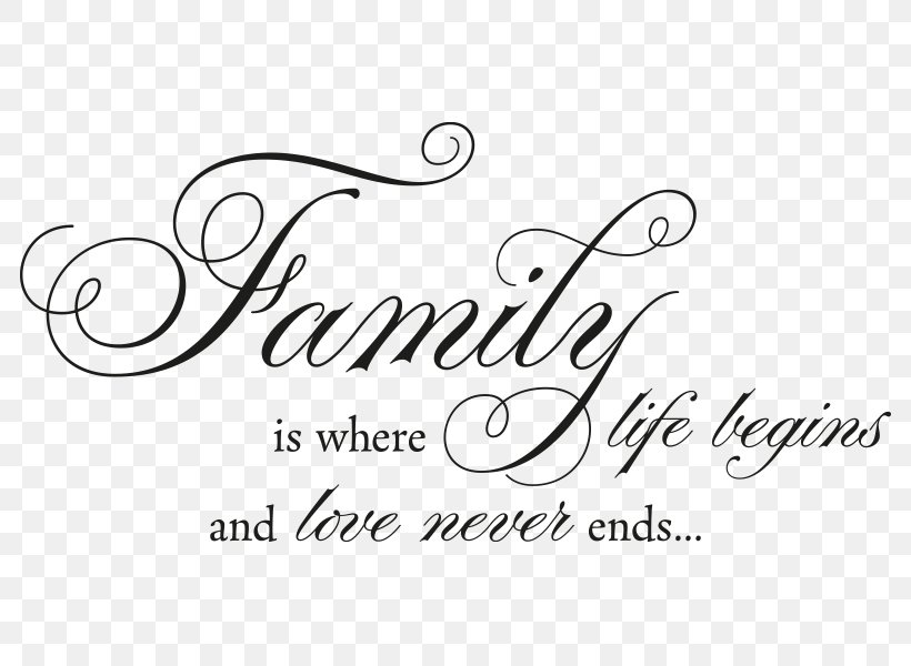 Wall Decal Family Love Tattoo Life, PNG, 800x600px, Wall Decal, Bild, Black And White, Brand, Calligraphy Download Free
