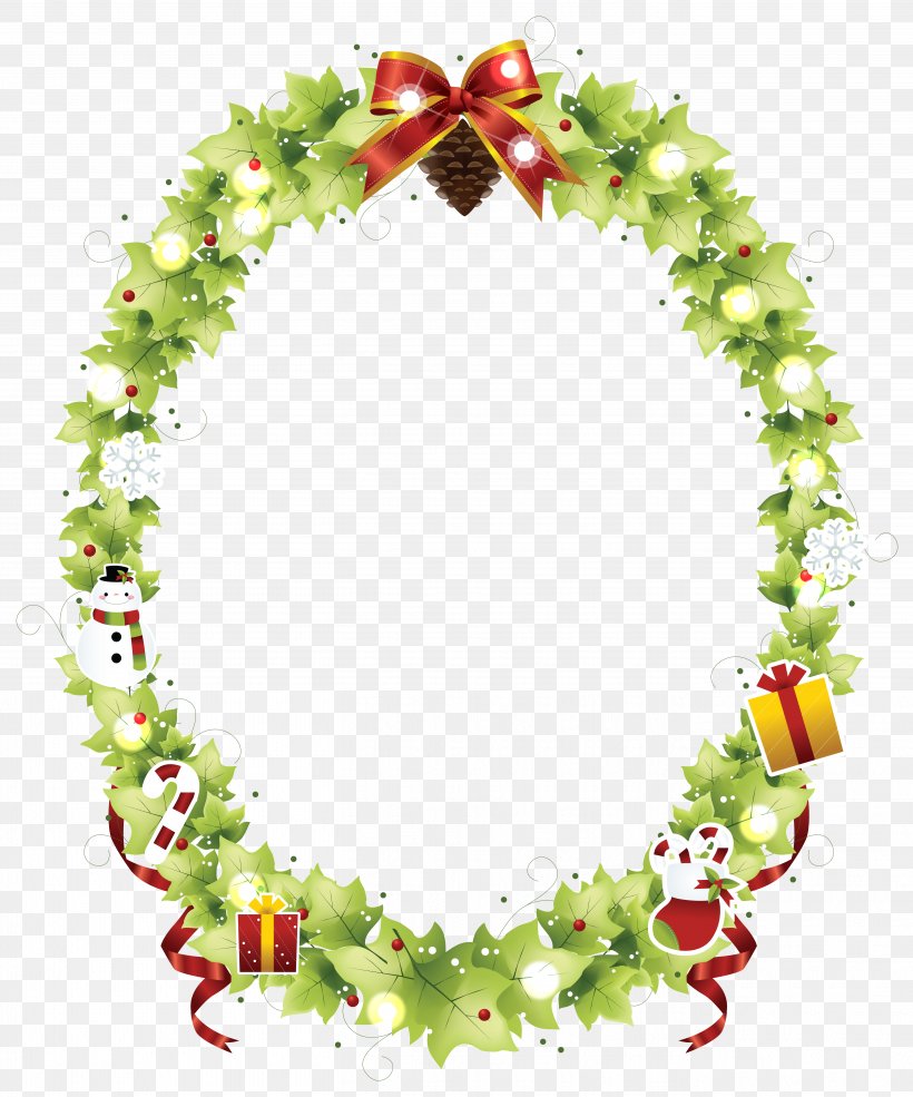 Christmas Decoration Picture Frames Wreath Clip Art, PNG, 5437x6537px ...