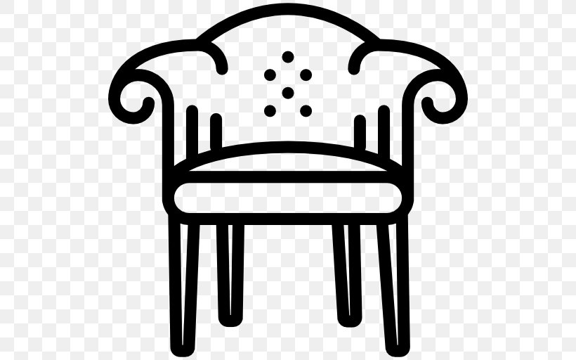 Chair Table Couch Furniture Clip Art, PNG, 512x512px, Chair, Artwork, Black And White, Coffee Tables, Couch Download Free