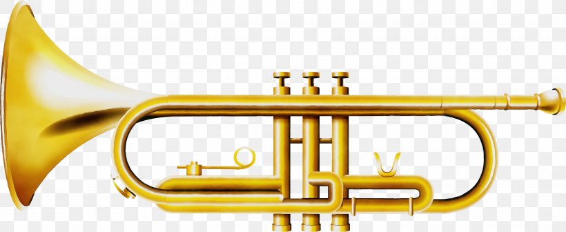 Brass Instrument Musical Instrument Trumpet Alto Horn Flugelhorn, PNG, 3515x1441px, Watercolor, Alto Horn, Brass, Brass Instrument, Cornet Download Free