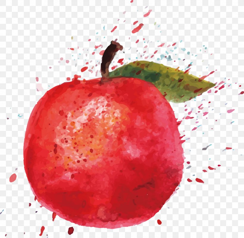 Watercolor Painting Apple Cartoon Illustration, PNG, 1395x1362px, Watercolor Painting, Apple, Art, Auglis, Cartoon Download Free