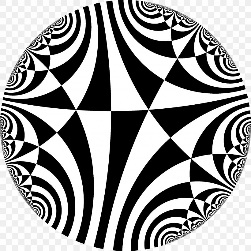 Tessellation Circle Limit III Euclidean Geometry Triangle, PNG, 2520x2520px, Tessellation, Area, Black And White, Circle Limit Iii, Disk Download Free