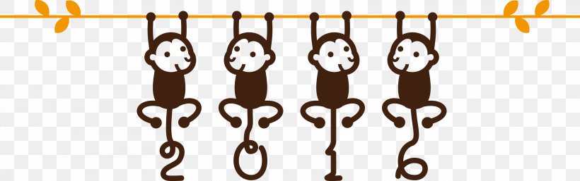 Monkey Chinese New Year Happiness Illustration, PNG, 3543x1114px, Monkey, Chinese New Year, Chinese Zodiac, Happiness, Lunar New Year Download Free