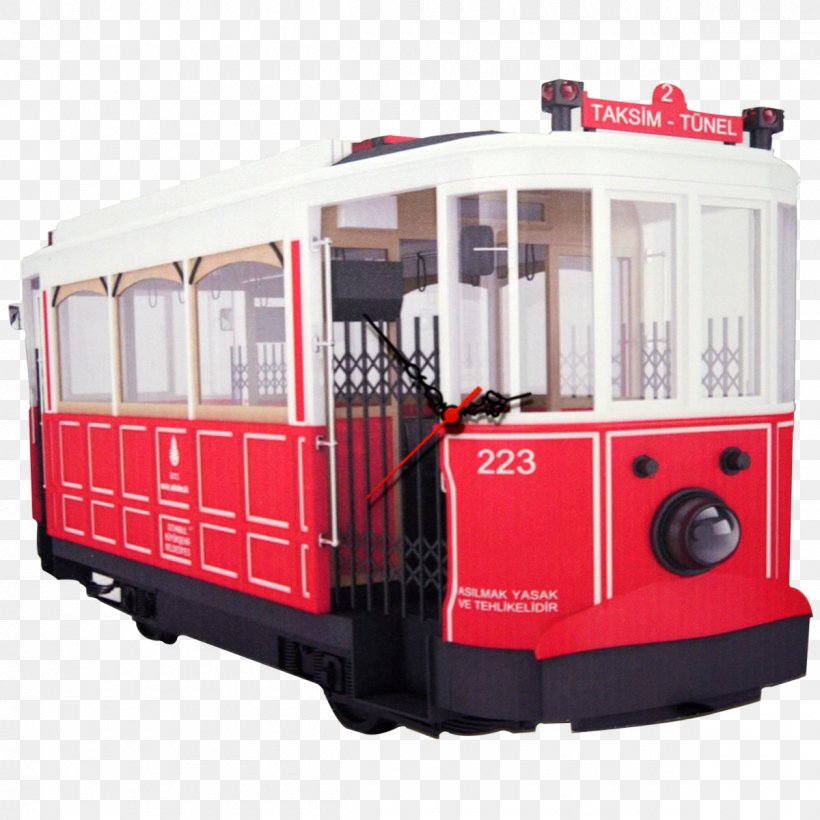 Trolley Railroad Car Train Tünel Taksim Square, PNG, 1200x1200px, Trolley, Chandelier, Clock, Istanbul Nostalgic Tramways, Kadikoy Download Free