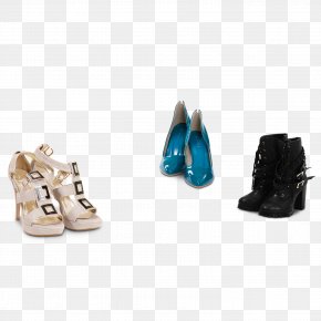 Blue Yellow And Black Fashion Shoes - Slipper Sandal Shoe Black PNG