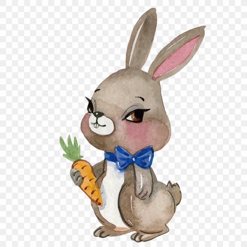 Easter Bunny White Rabbit Watercolor Painting Drawing, PNG, 1500x1500px, Easter Bunny, Animal, Art, Cartoon, Drawing Download Free
