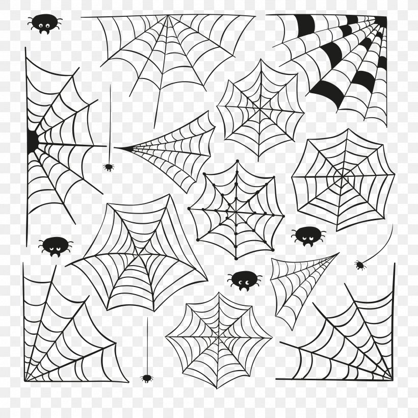 Spider Web Cartoon Halloween, PNG, 3333x3333px, Spider, Area, Art, Black, Black And White Download Free