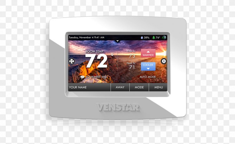 Programmable Thermostat Venstar ColorTouch T7850 Home Automation Kits Venstar ColorTouch T5800, PNG, 1300x800px, Thermostat, Boiler, Brand, Central Heating, Control System Download Free