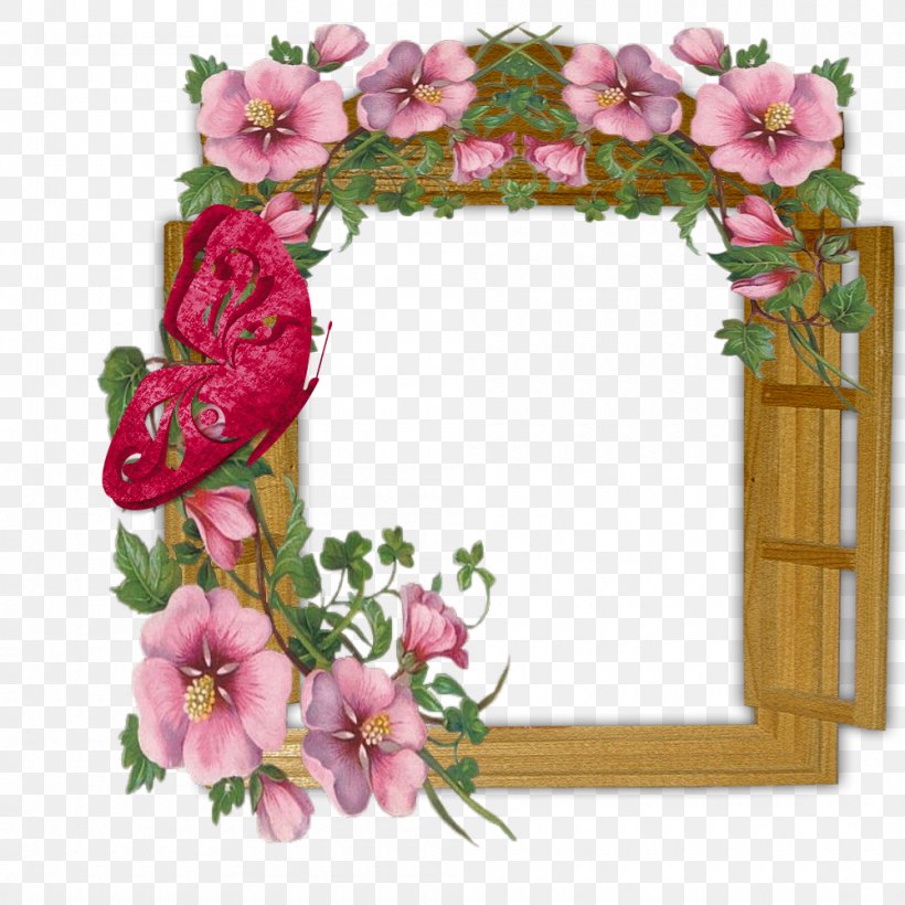 Window Picture Frames Flower Desktop Wallpaper Clip Art, PNG, 1000x1000px, Window, Blossom, Cut Flowers, Decor, Decoupage Download Free