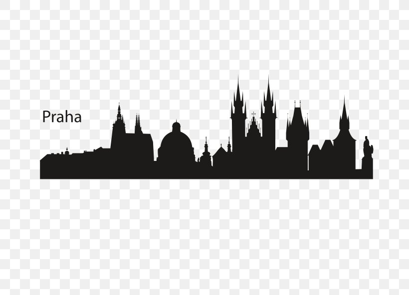 Prague Silhouette Vector Graphics Skyline Clip Art, PNG, 710x592px, Prague, Black And White, Brand, Castle, City Download Free