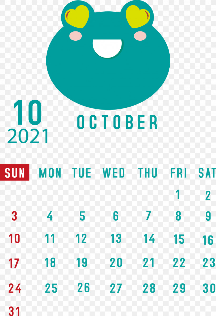 October 2021 Printable Calendar October 2021 Calendar, PNG, 2055x3000px, October 2021 Printable Calendar, Aqua M, Calendar System, Diagram, Green Download Free