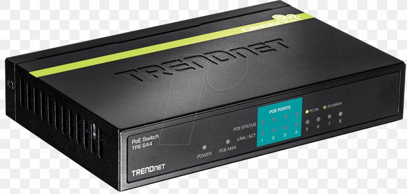 Power Over Ethernet TRENDnet TPE-S44 Network Switch IEEE 802.3, PNG, 1000x477px, 10 Gigabit Ethernet, Power Over Ethernet, Audio Receiver, Computer Network, Electronic Device Download Free