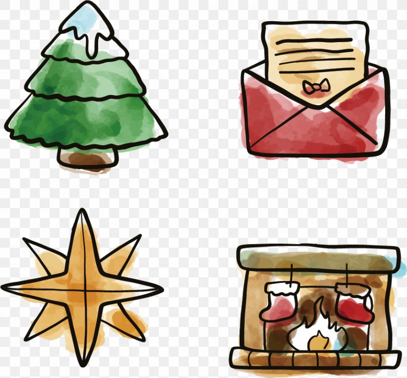 Christmas Tree Envelope Watercolor Painting, PNG, 858x799px, Christmas, Christmas Card, Christmas Decoration, Christmas Ornament, Christmas Tree Download Free