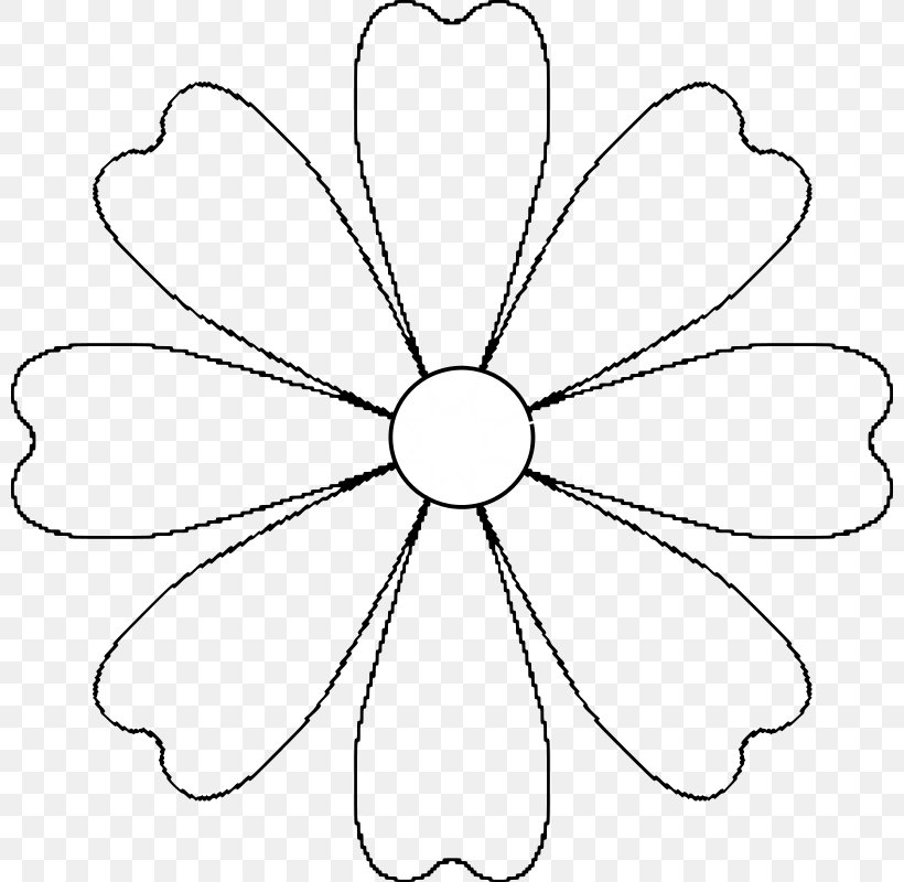 Flower Template Paper Pattern, PNG, 800x800px, Flower, Area, Black And White, Clip Art, Coloring Book Download Free