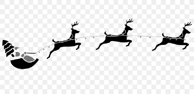 Santa Claus's Reindeer Santa Claus's Reindeer Christmas Day Rudolph, PNG, 800x400px, Santa Claus, Art, Christmas Day, Deer, Flying Santa Download Free