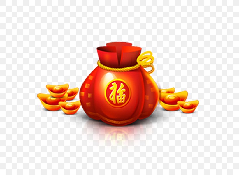 Chinese New Year Fukubukuro Sycee Bag, PNG, 600x600px, Chinese New Year, Bag, Designer, Fukubukuro, Gold Download Free