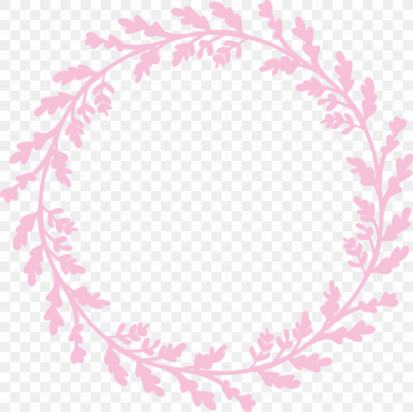 Pink Leaf Plant Circle, PNG, 3000x2999px, Floral Frame, Circle, Flower Frame, Leaf, Monogram Frame Download Free