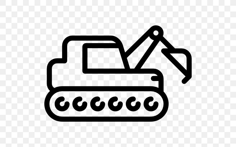 Black And White Technology Symbol, PNG, 512x512px, Vehicle, Area, Black And White, Brand, Excavator Download Free