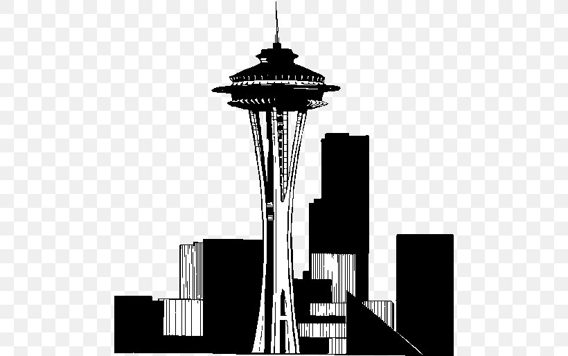 Space Needle Image Silhouette Architecture Vector Graphics, PNG, 490x514px, Space Needle, Architecture, Black And White, Building, Coloring Book Download Free