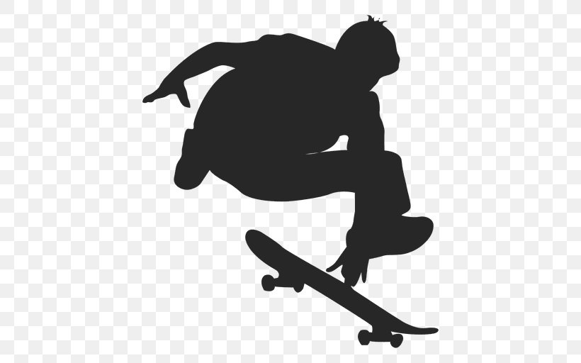 Sticker Silhouette Skateboard Wall Decal, PNG, 512x512px, Sticker, Adhesive, Black And White, Freebord, Jumping Download Free