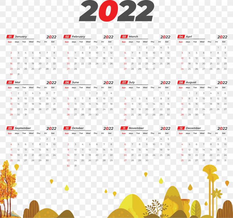 2022 Yearly Calendar Printable 2022 Yearly Calendar Template, PNG, 3000x2808px, Midautumn Festival, Calendar System, Festival, Income Download Free