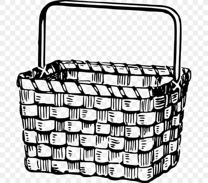 Drawing Picnic Baskets Clip Art, PNG, 689x720px, Drawing, Art, Basket, Black And White, Easter Basket Download Free