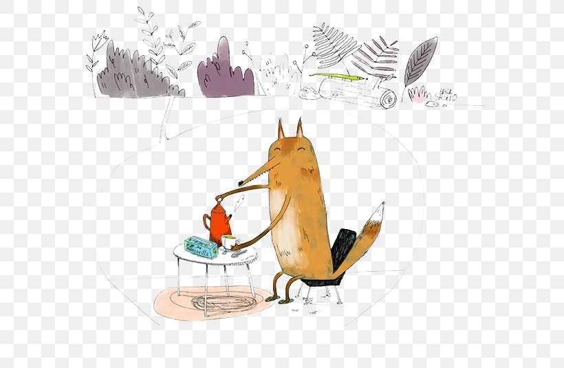 Small Fox Painted In Tea, PNG, 600x535px, Drawing, Art, Book Illustration, Cartoon, Fauna Download Free