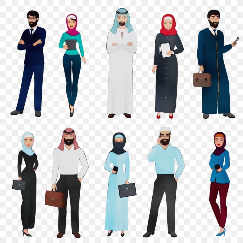 Clothing Uniform Standing Workwear Costume, PNG, 1000x1000px, Arab Cartoon People, Abaya, Cartoon People, Clothing, Costume Download Free