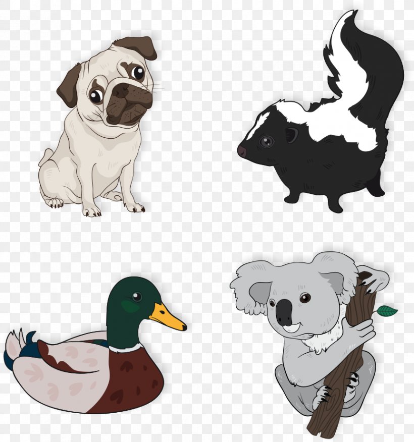 Pug Duck Euclidean Vector, PNG, 862x921px, Pug, Beak, Carnivoran, Dog, Dog Breed Download Free