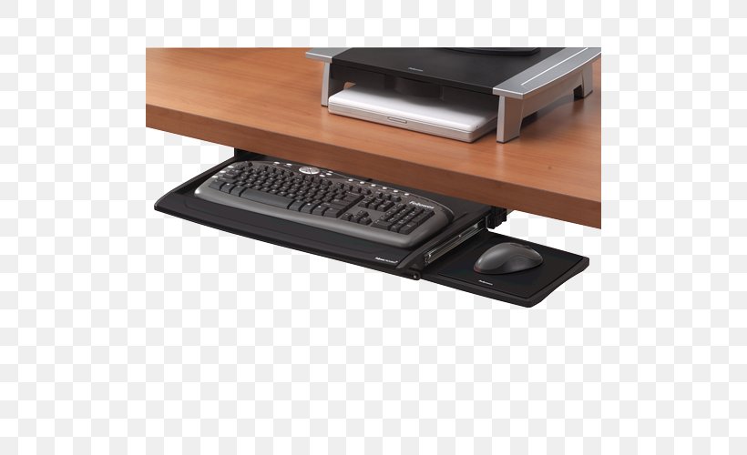 Computer Keyboard Computer Mouse Fellowes Office Suites Deluxe Keyboard Drawer Fellowes Brands, PNG, 500x500px, Computer Keyboard, Apple Adjustable Keyboard, Computer Mouse, Desk, Drawer Download Free