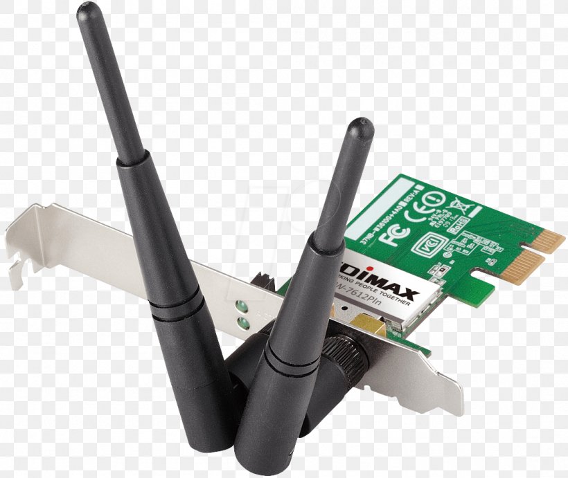Network Cards & Adapters Wireless Network Interface Controller IEEE 802.11 Wi-Fi Wireless LAN, PNG, 1101x929px, Network Cards Adapters, Adapter, Computer Network, Conventional Pci, Edimax Ew7612pin Download Free