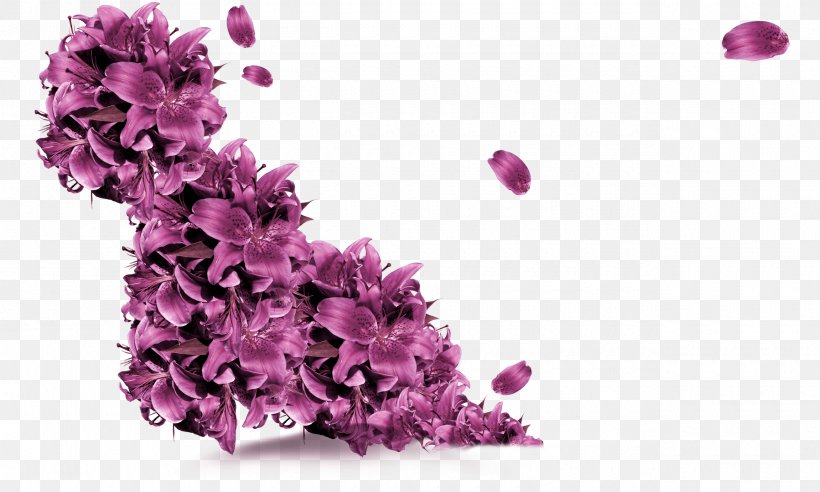 Purple Flower Petals Flying Decorative Pattern, PNG, 2540x1526px, Vecteur, Blossom, Computer Graphics, Cut Flowers, Floral Design Download Free