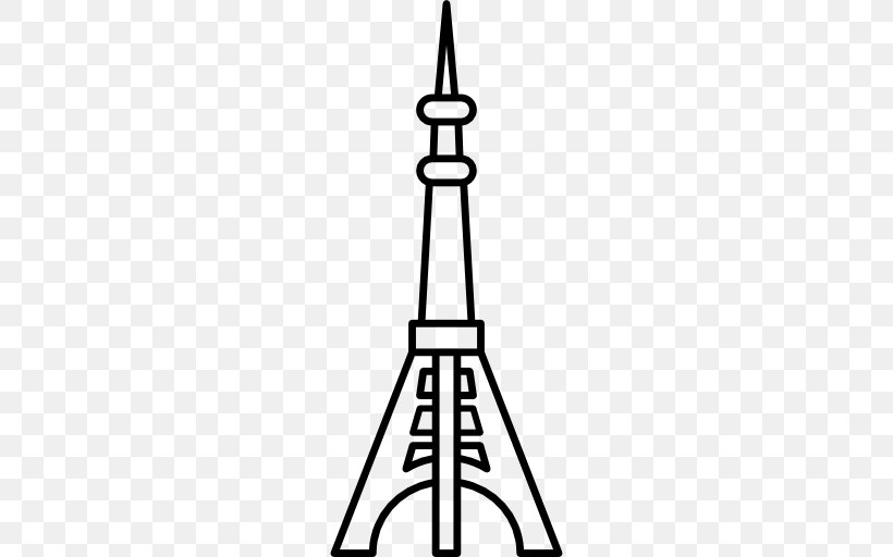 Tokyo Tower Download, PNG, 512x512px, Tokyo Tower, Area, Black And White, Line Art, Monochrome Download Free