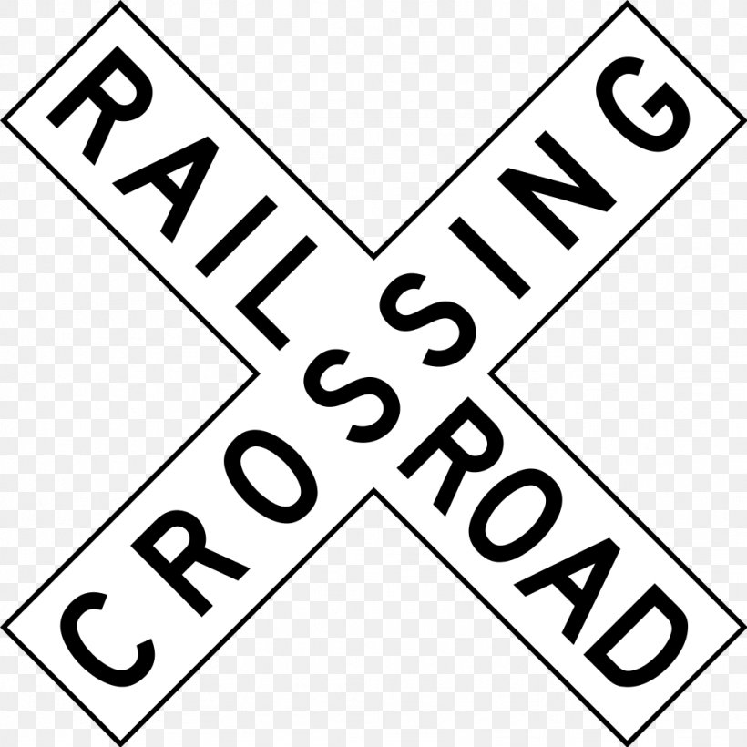 Rail Transport Train Level Crossing Crossbuck Road, PNG, 1024x1024px, Rail Transport, Area, Black, Black And White, Brand Download Free