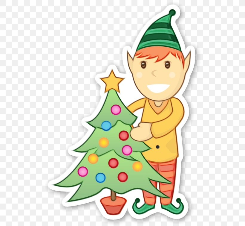 Christmas Tree, PNG, 530x755px, Watercolor, Cartoon, Christmas, Christmas Decoration, Christmas Eve Download Free