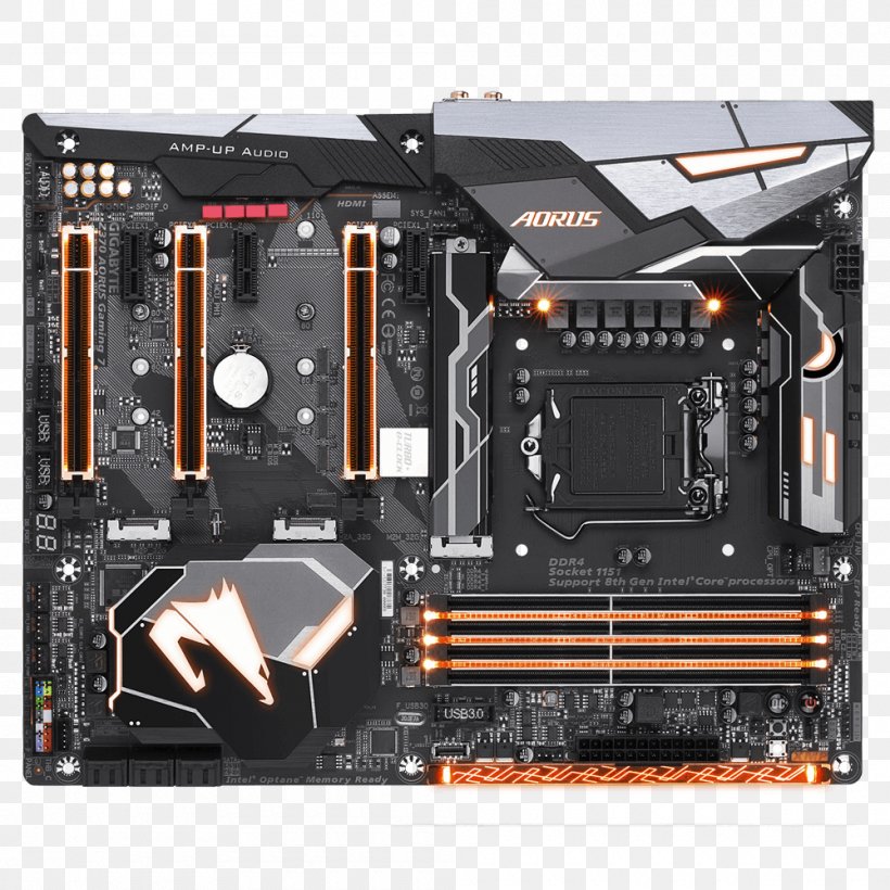 Intel LGA 1151 Motherboard Gigabyte Technology Coffee Lake, PNG, 1000x1000px, Intel, Aorus Pte Ltd, Atx, Central Processing Unit, Coffee Lake Download Free